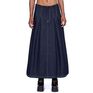 ORR Women's Colette Denim Skirt Size M In Navy